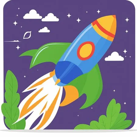 Free Rocket Launching Into Space With Green Elements  AI Image