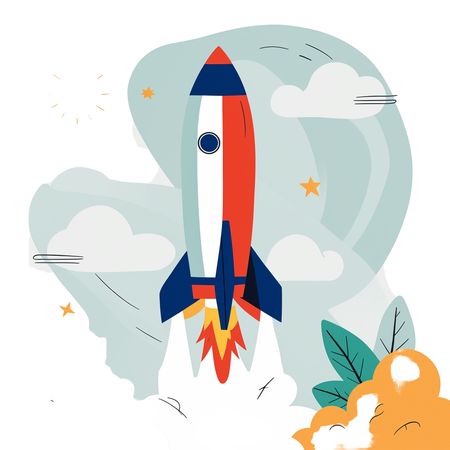 Free Rocket Launching Into The Sky  AI Image