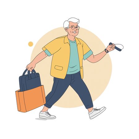 Free Senior Man Going Shopping  AI Image