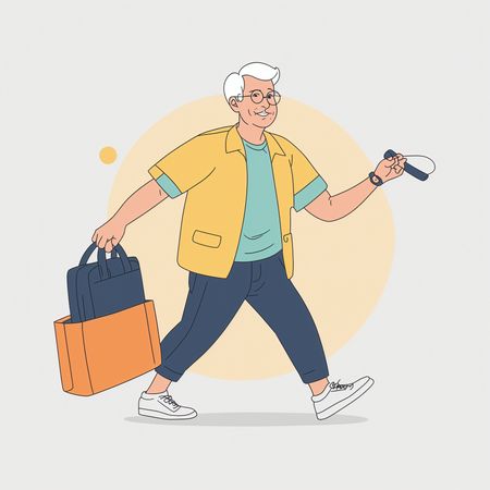 Free Senior Man Going Shopping  AI Image