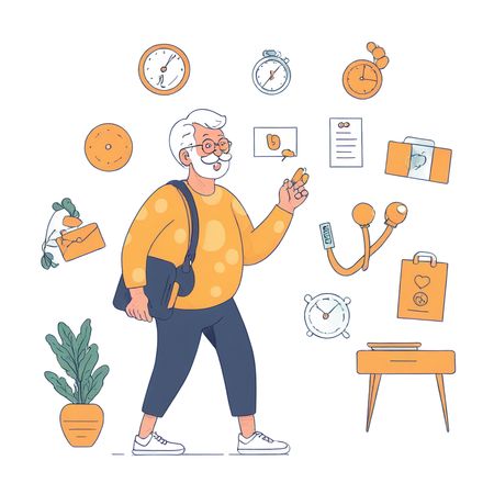 Free Senior Man Managing Daily Routine  AI Image