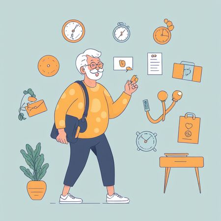 Free Senior Man Managing Daily Routine  AI Image