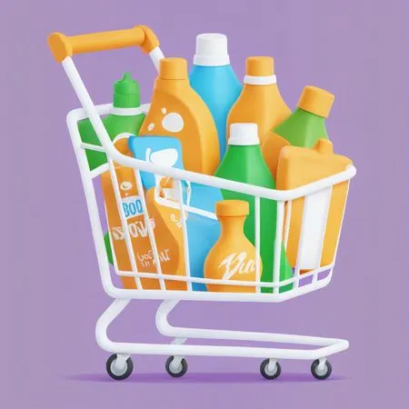 Free Shopping Cart With Detergent Bottles  AI Image