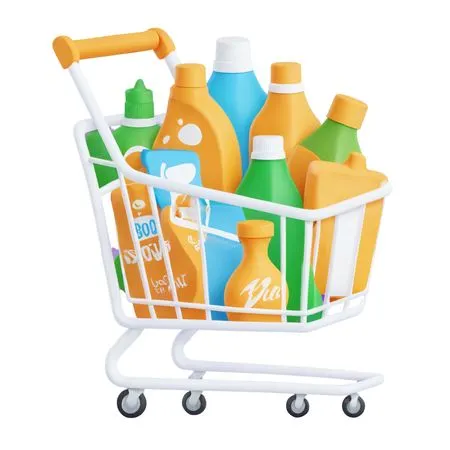 Free Shopping Cart With Detergent Bottles  AI Image