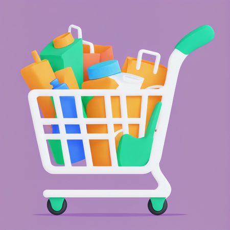 Free Shopping Cart With Groceries  AI Image