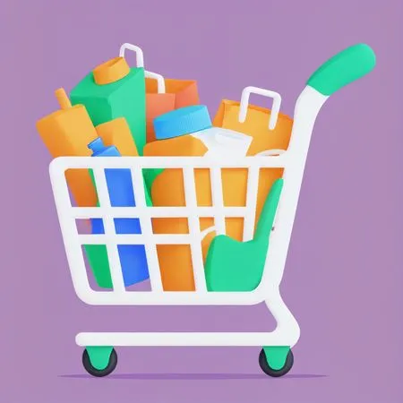 Free Shopping Cart With Groceries  AI Image