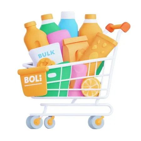 Free Shopping Cart with Groceries Products  AI Image