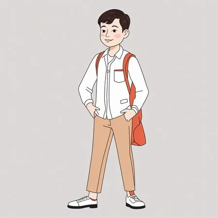 Free Smiling Boy With A Backpack  AI Image