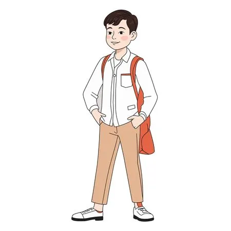Free Smiling Boy With A Backpack  AI Image