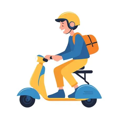 Free Smiling Person Riding Scooter  AI Image