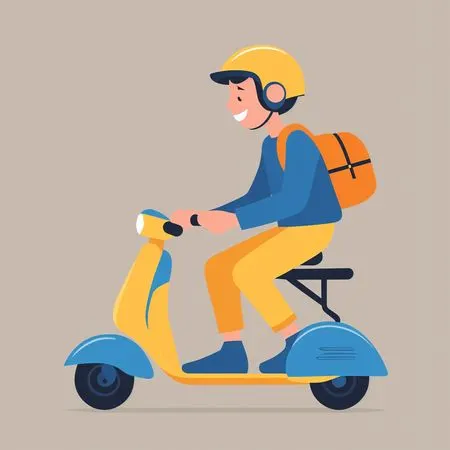 Free Smiling Person Riding Scooter  AI Image