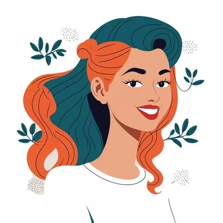 Free Smiling Woman With Floral Elements  AI Image