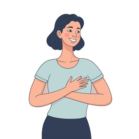Free Smiling Woman With Hand On Chest  AI Image