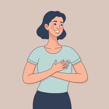 Free Smiling Woman With Hand On Chest  AI Image