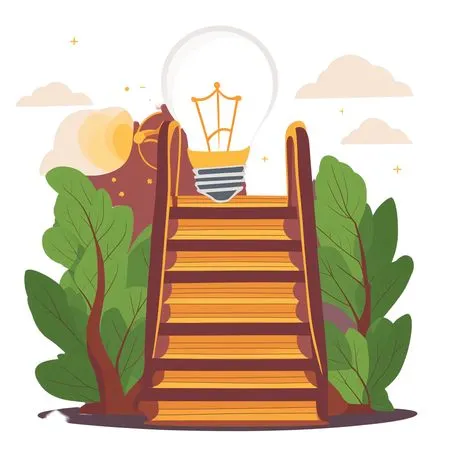 Free Staircase Leading To Lightbulb  AI Image