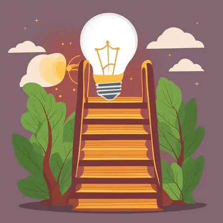 Free Staircase Leading To Lightbulb  AI Image