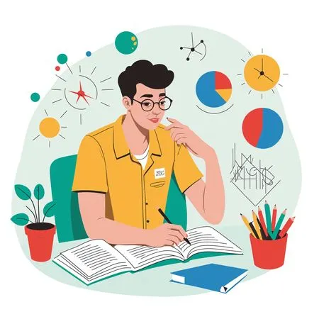 Free Student Studying With Books And Charts  AI Image