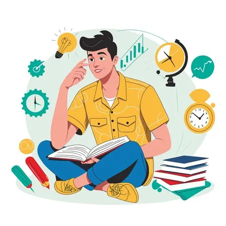 Free Student Surrounded By Learning Elements  AI Image