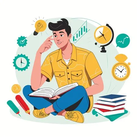 Free Student Surrounded By Learning Elements  AI Image