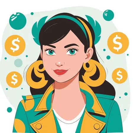 Free Stylish Woman With Dollar Signs Background  AI Image