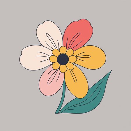 Free Stylized Floral With Colorful Petals  AI Image