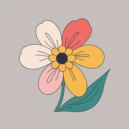 Free Stylized Floral With Colorful Petals  AI Image