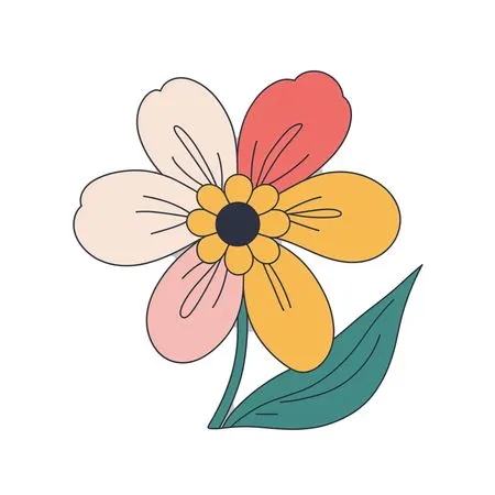 Free Stylized Floral With Colorful Petals  AI Image