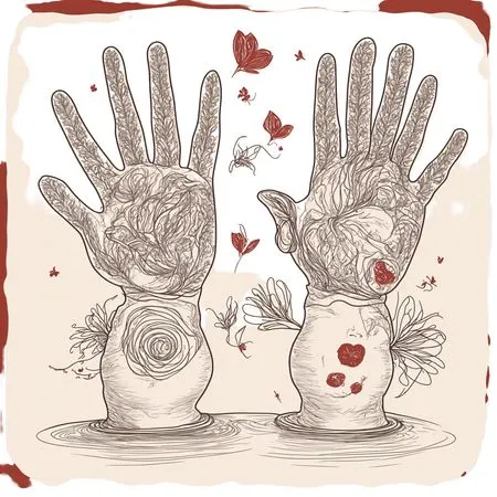 Free Surreal Artwork Of Hands With Floral Designs  AI Image