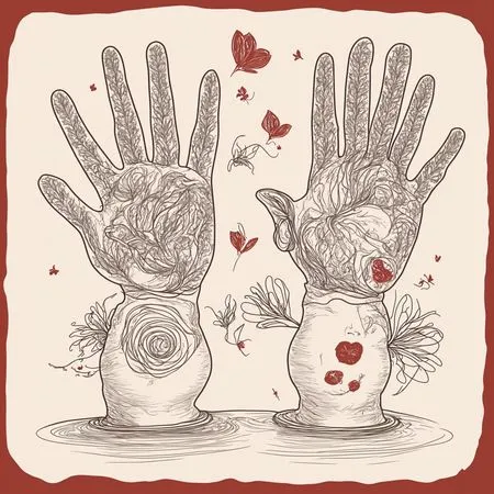 Free Surreal Artwork Of Hands With Floral Designs  AI Image