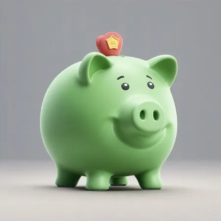 Free Süßes grünes Sparschwein  KI-Bild