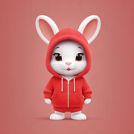 Free Niedliches Häschen in einem Kapuzenpullover  KI-Bild