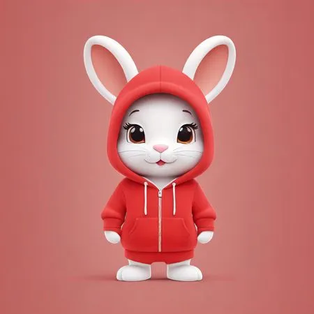 Free Niedliches Häschen in einem Kapuzenpullover  KI-Bild