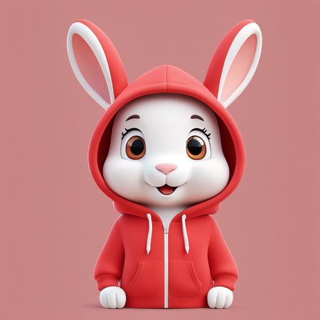 Free Niedliches Häschen in einem Kapuzenpullover  KI-Bild