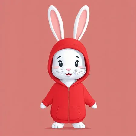Free Niedliches Häschen in einem roten Kapuzenpullover  KI-Bild