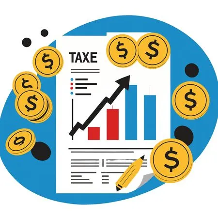 Free Tax Report  With Growth Chart And Coins  AI Image