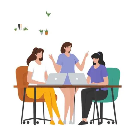 Free Team discussion in meeting hall  AI Image