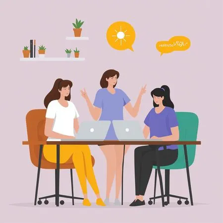 Free Team discussion in meeting hall  AI Image