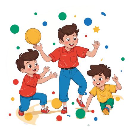 Free Three Boys Playing With Ball  AI Image