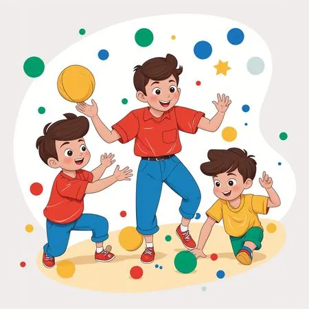 Free Three Boys Playing With Ball  AI Image