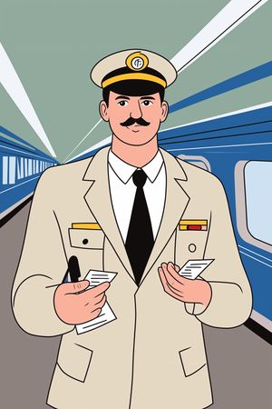 Free Ticket Inspector On Train  AI Image