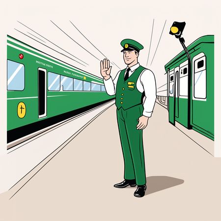 Free Train Conductor At Station  AI Image