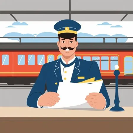 Free Train Conductor At Station  AI Image