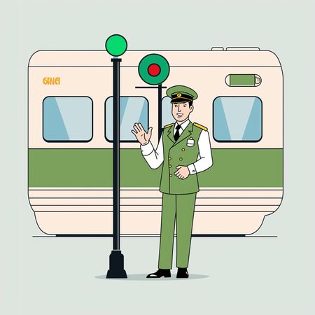 Free Train Conductor Next To Railway Signal  AI Image