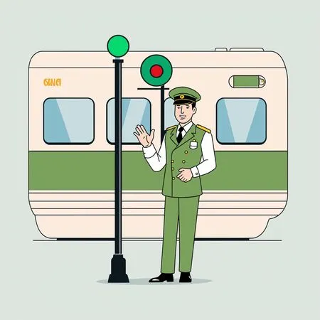 Free Train Conductor Next To Railway Signal  AI Image