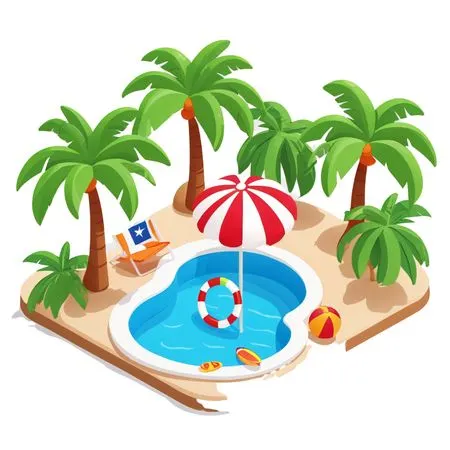 Free Tropical Poolside Retreat  AI Image