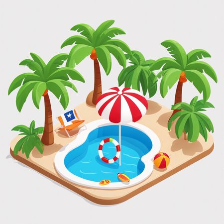 Free Tropical Poolside Retreat  AI Image