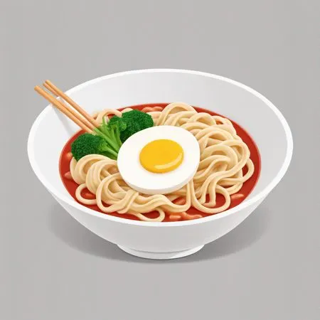 Free Un bol de ramen avec œuf et brocoli  Image IA