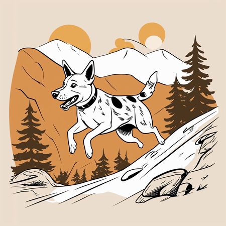 Free Un chien courant dans un paysage montagneux  Image IA