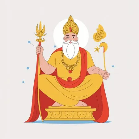 Free Une divinité hindoue avec un trident et un bâton  Image IA
