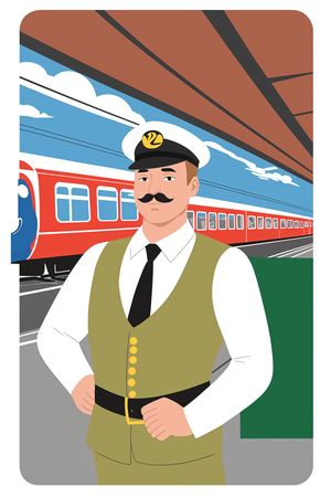 Free Vintage Train Conductor On Platform  AI Image